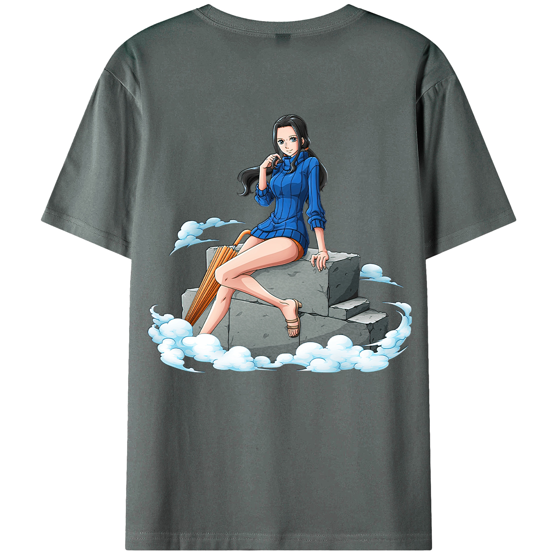 ワンピース ニコ・ロビン ONE PIECE Nico Robin 綿100％ メンズ半袖Tシャツ（バックプリント） 通気性